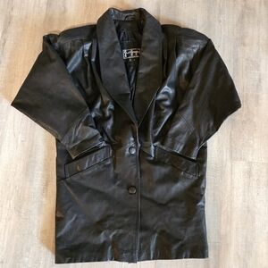 Gino Di Giorgio by Comint Coat Black Leather  80s 90s Lined Size Small